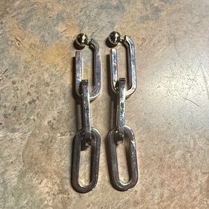 Burberry Silvertone Chain Link Earrings